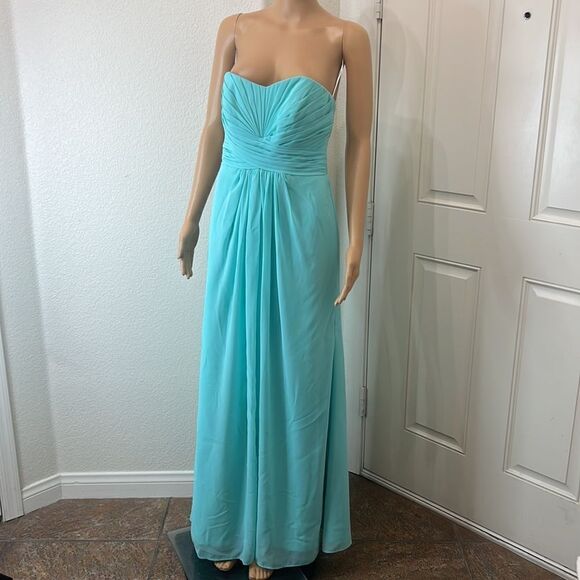 David’s Bridal Dress Size 4 Strapless Wedding Bridal Formal Color Spa Maxi Lined - Picture 2 of 11